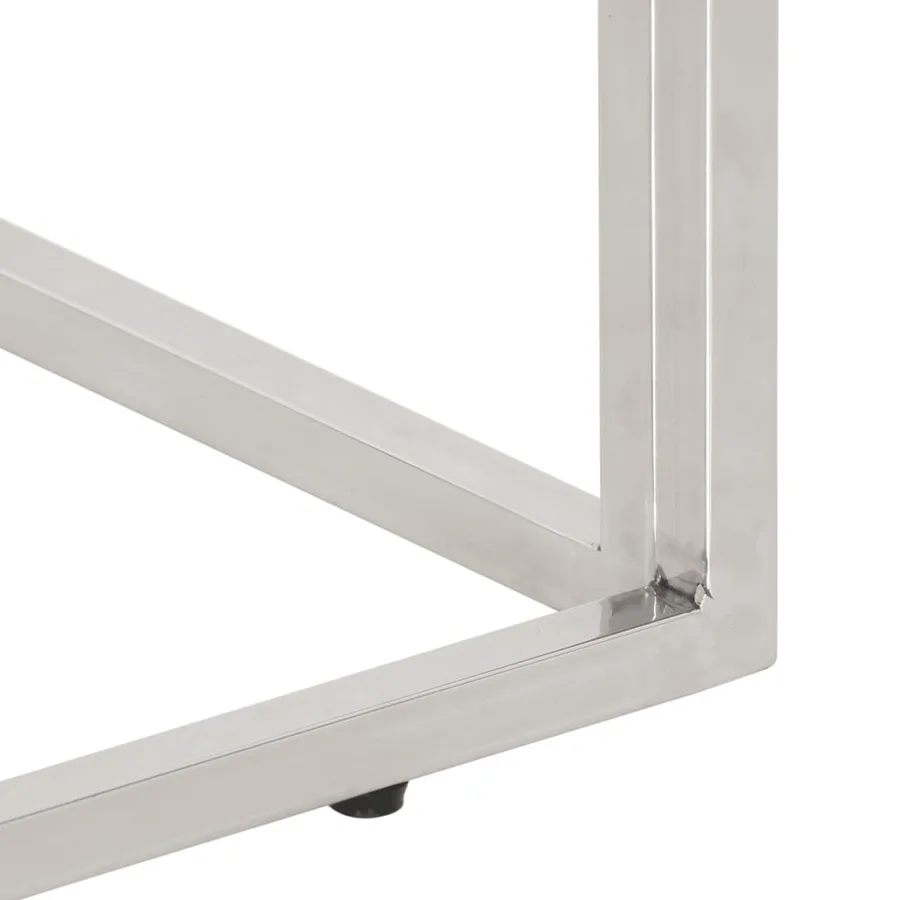 Table console argenté acier inoxydable et bois de mélèze massif - 7