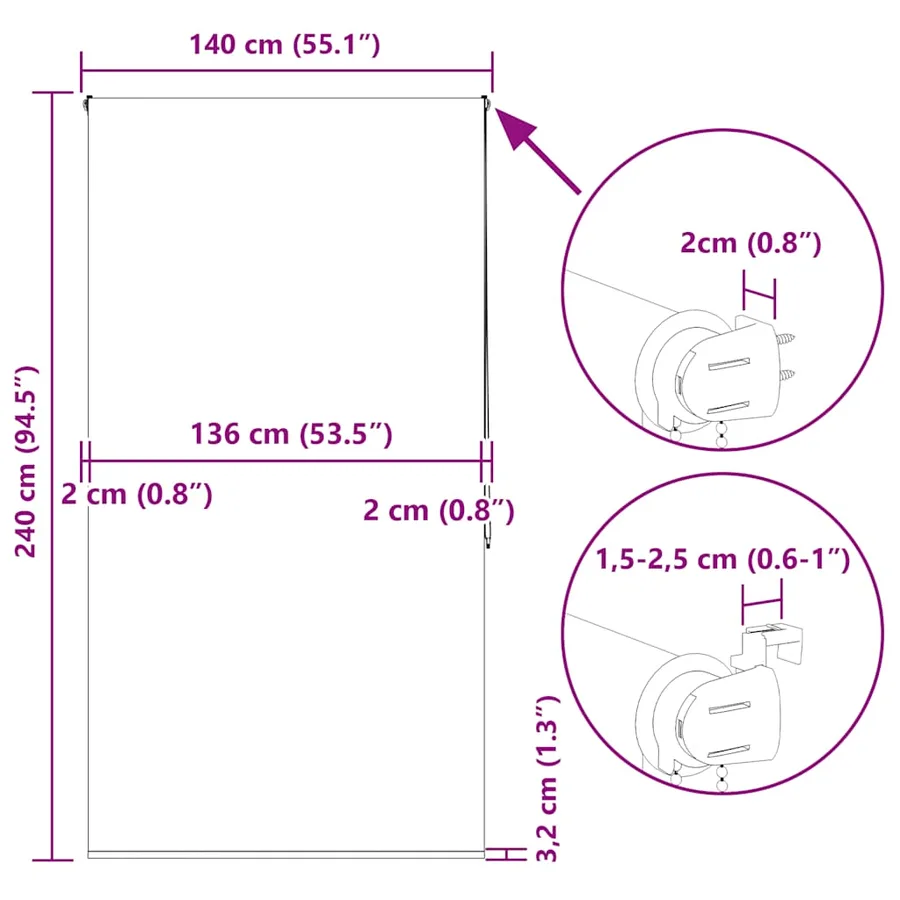 Store enrouleur de douche 140x240 cm largeur du tissu 136 cm - 15