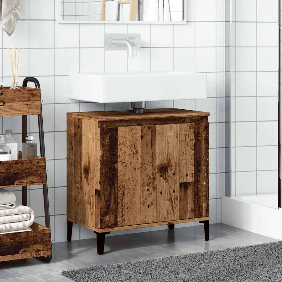 Armoire d'évier vieux bois 58x33x60 cm bois d'ingénierie - 3