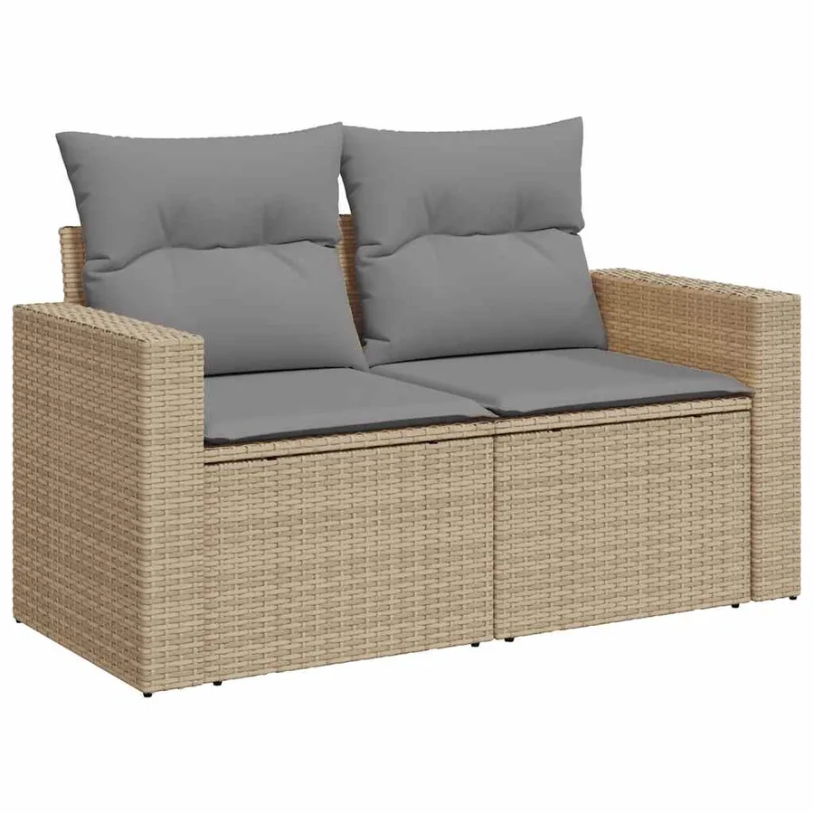 Salon de jardin avec coussins 6 pcs beige résine tressée - 4