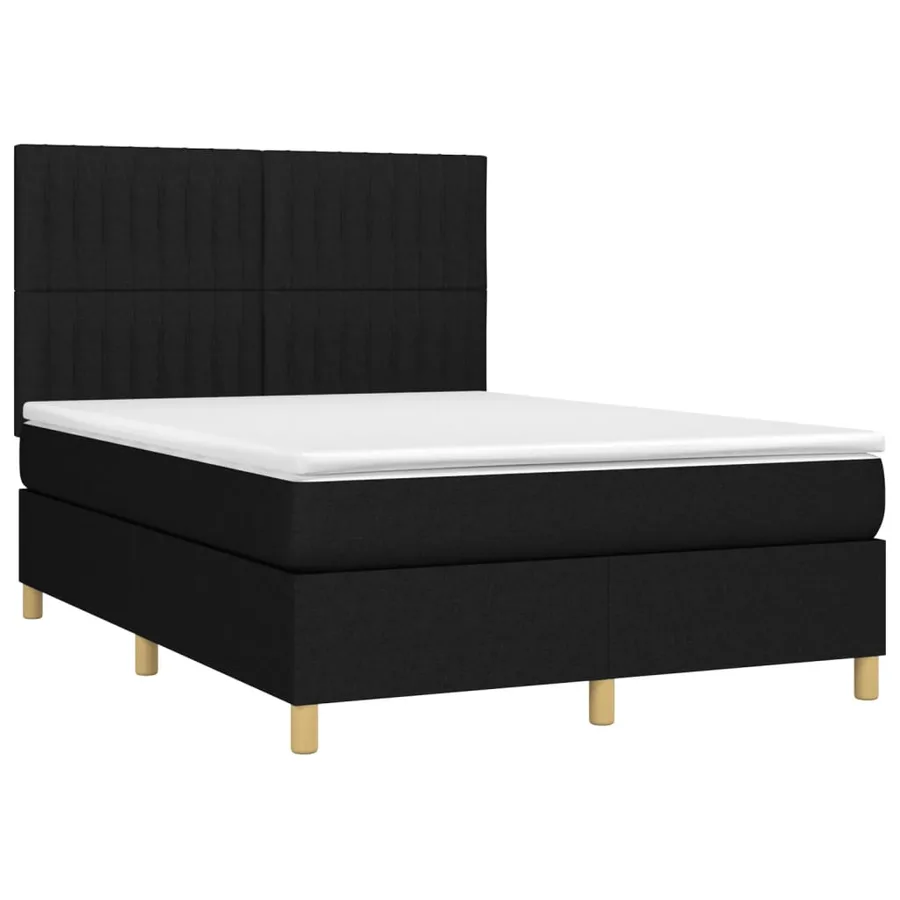 Sommier à lattes de lit avec matelas Noir 140x190 cm Tissu - 3