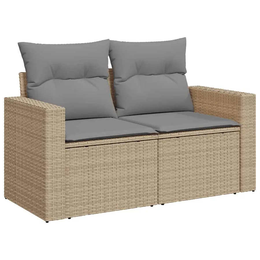 Salon de jardin avec coussins 7 pcs beige résine tressée - 5