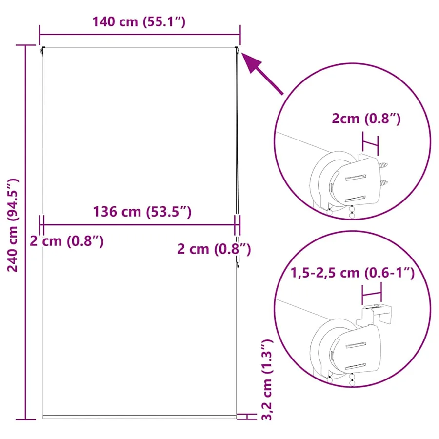 Store enrouleur de douche 140x240 cm largeur du tissu 136 cm - 15