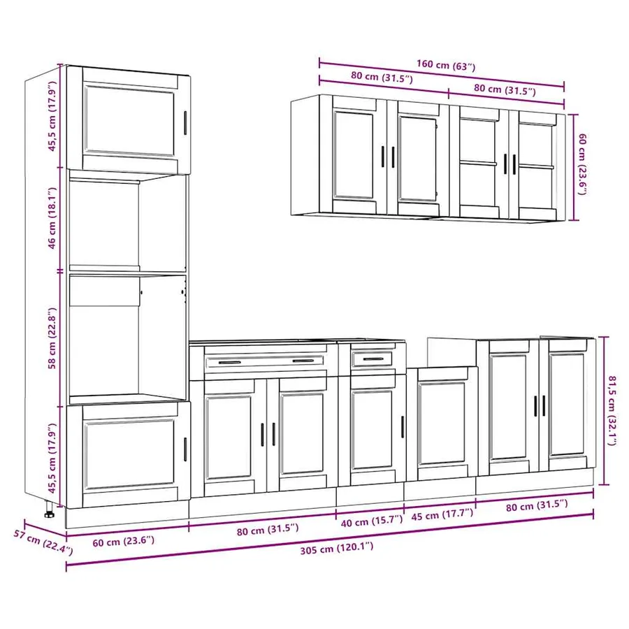 Ensemble d'armoires de cuisine 7 pcs Kalmar bois d'ingénierie - 11