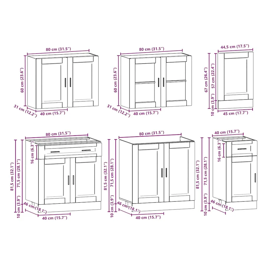 Ensemble d'armoires de cuisine 7 pcs Kalmar bois d'ingénierie - 9