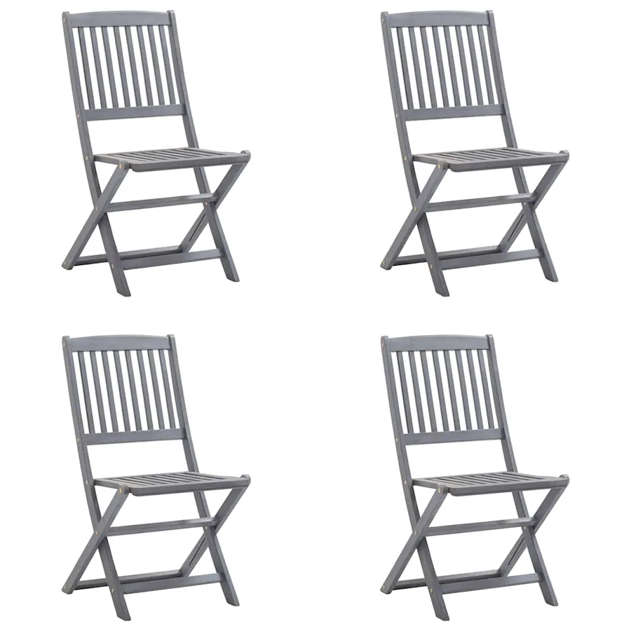 Chaises pliables d'extérieur lot de 4 et coussins Bois d'acacia - 8