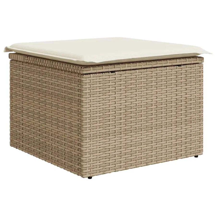Salon de jardin avec coussins 9 pcs beige résine tressée - 6