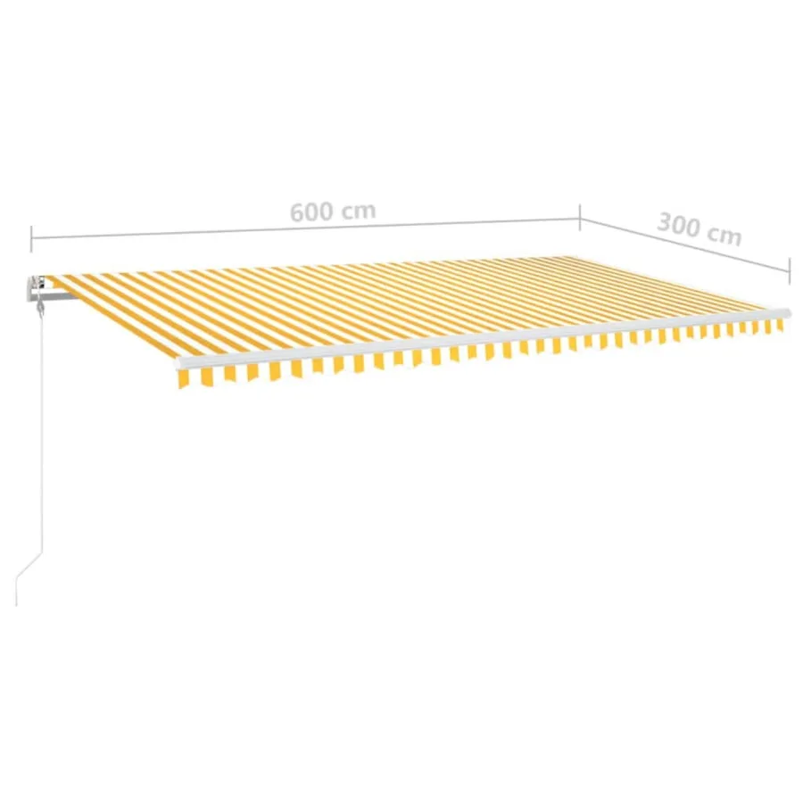 Auvent automatique capteur de vent/LED 600x300cm Jaune et blanc - 8
