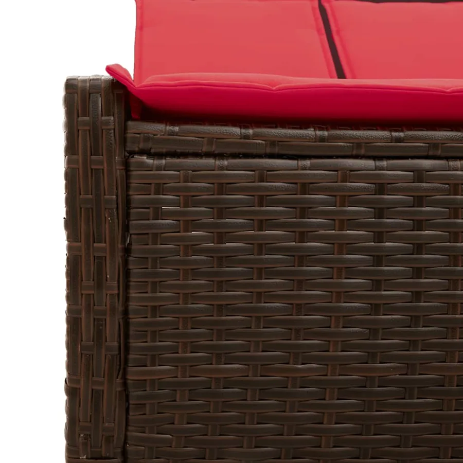 Chaise longue double avec coussins marron résine tressée - 7