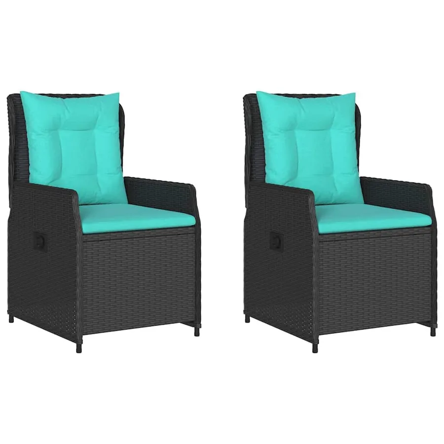 Chaises de jardin inclinables lot de 2 noir résine tressée - 2