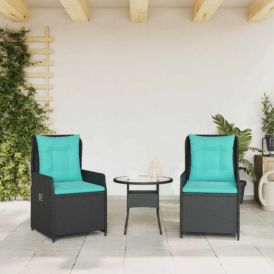 Chaises de jardin inclinables lot de 2 noir résine tressée - 3