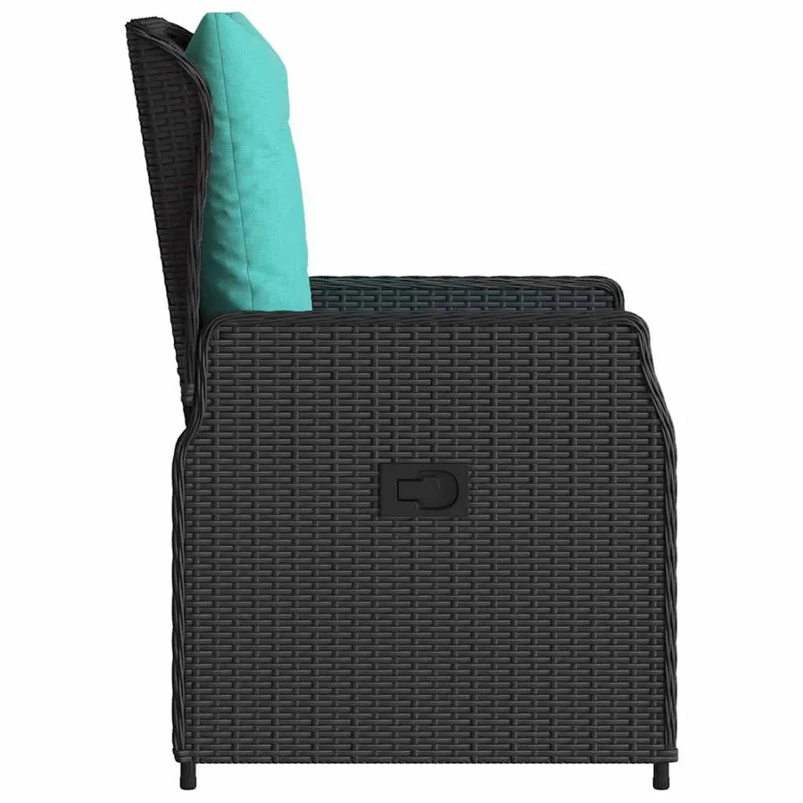 Chaises de jardin inclinables lot de 2 noir résine tressée - 6