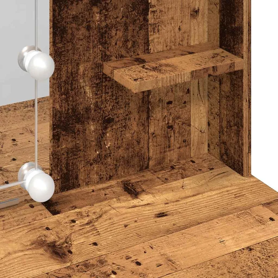 Coiffeuse avec lumières LED vieux bois 96x40x142 cm - 10
