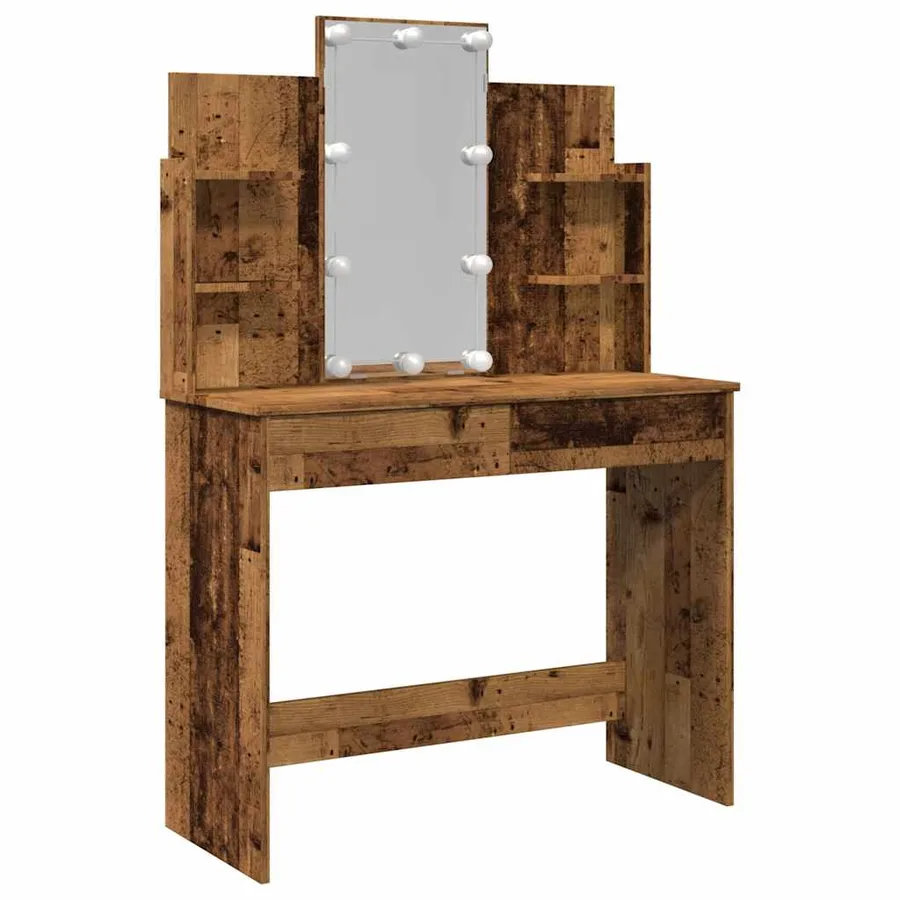 Coiffeuse avec lumières LED vieux bois 96x40x142 cm - 5