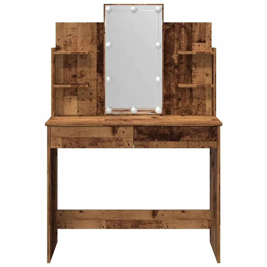 Coiffeuse avec lumières LED vieux bois 96x40x142 cm - 7