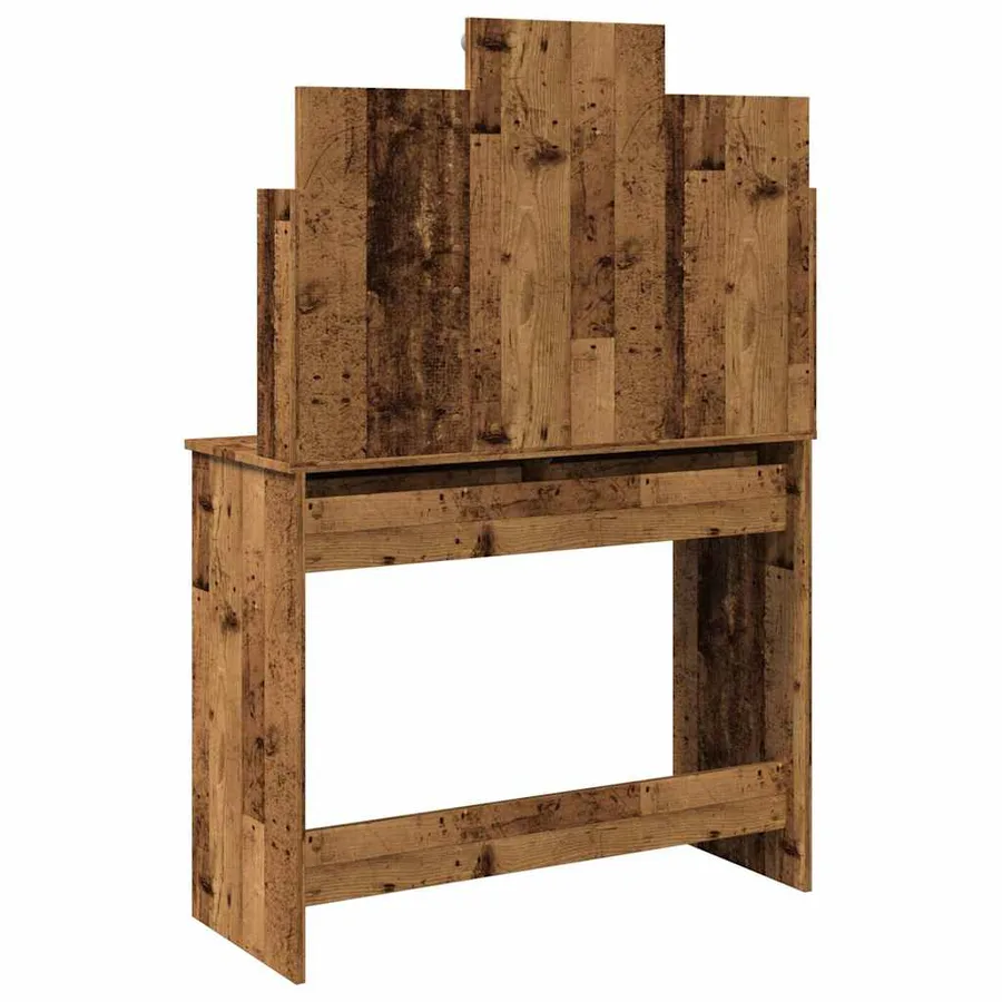 Coiffeuse avec lumières LED vieux bois 96x40x142 cm - 9