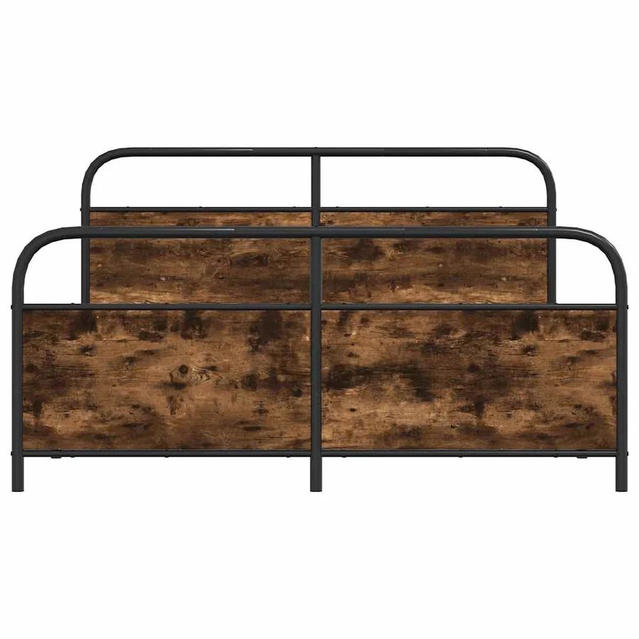 Cadre de lit en métal sans matelas chêne fumé 150x200 cm - 7