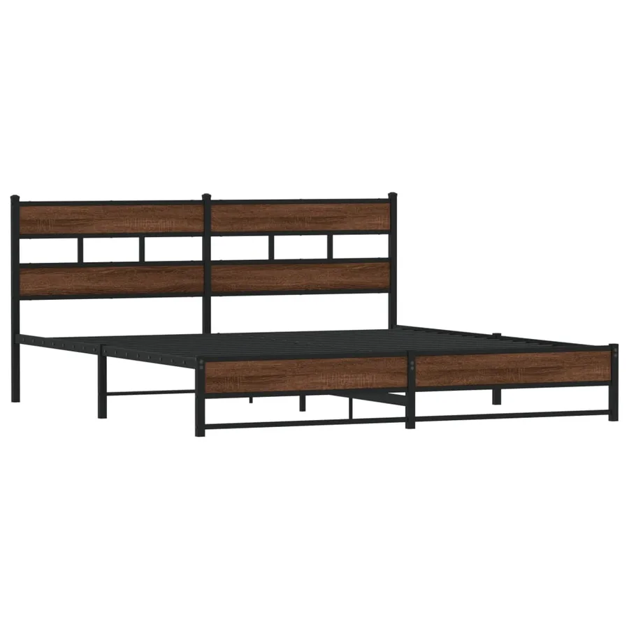 Cadre de lit en métal sans matelas chêne marron 180x200 cm - 3
