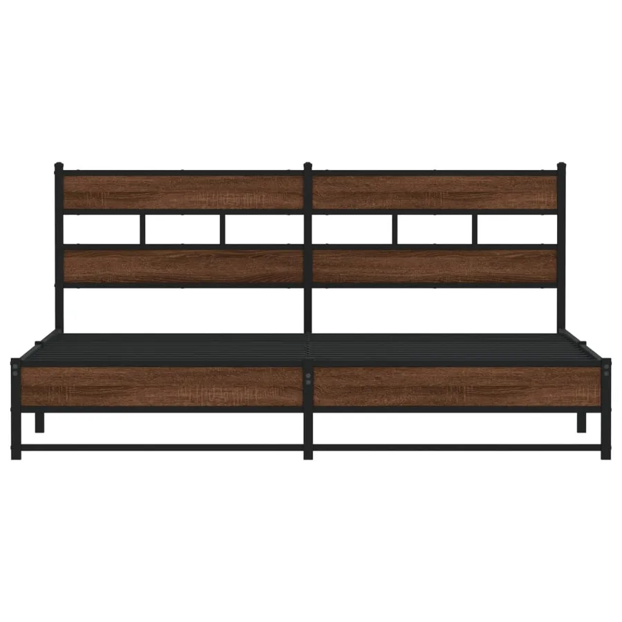 Cadre de lit en métal sans matelas chêne marron 180x200 cm - 4