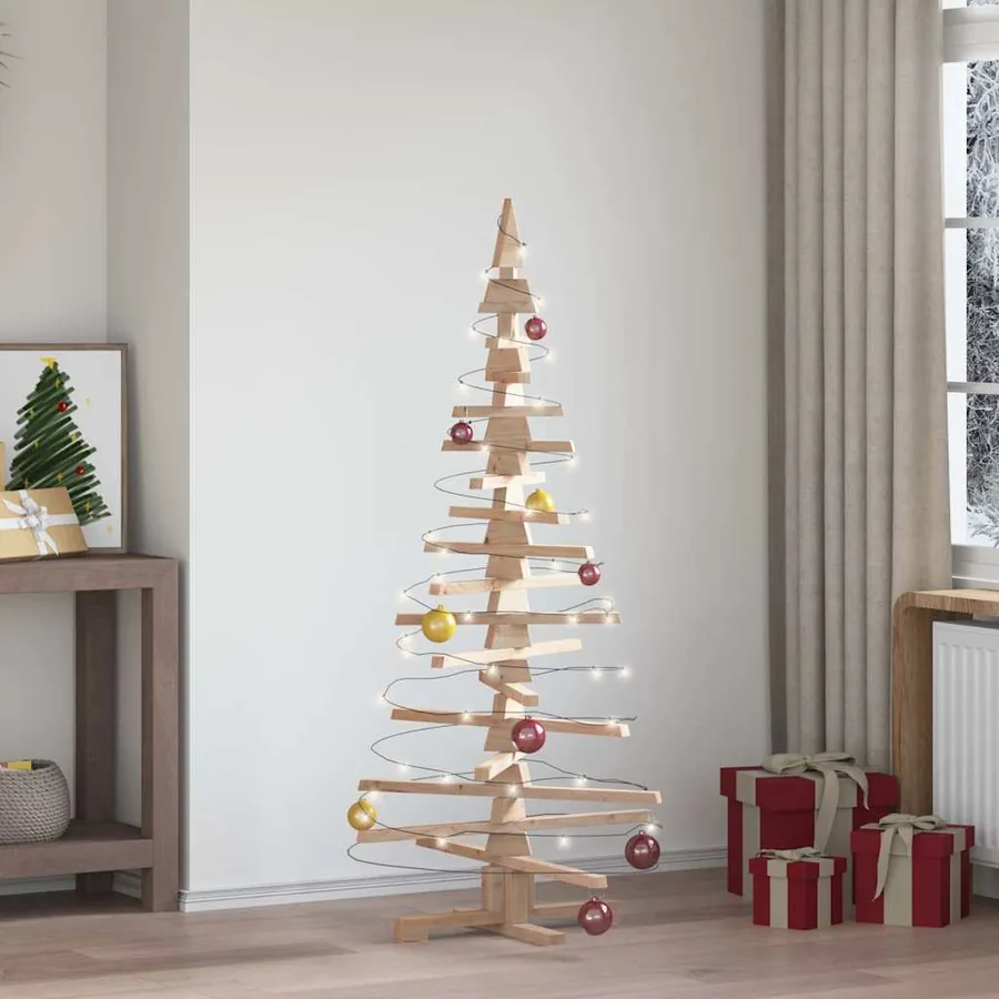 Sapin de Noël en bois pour décoration 150 cm Bois de pin massif