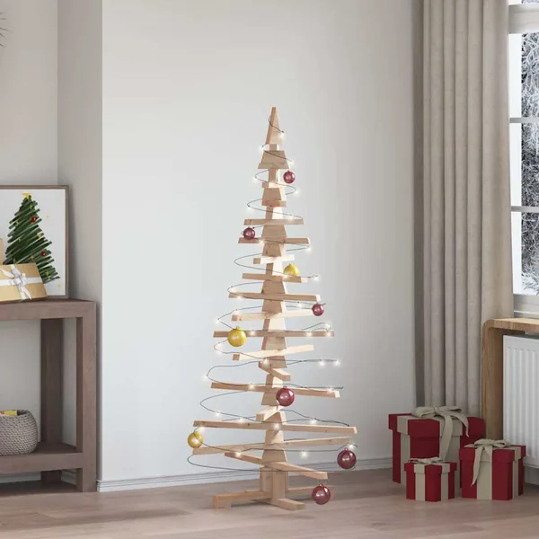 Sapin de Noël en bois pour décoration 150 cm Bois de pin massif