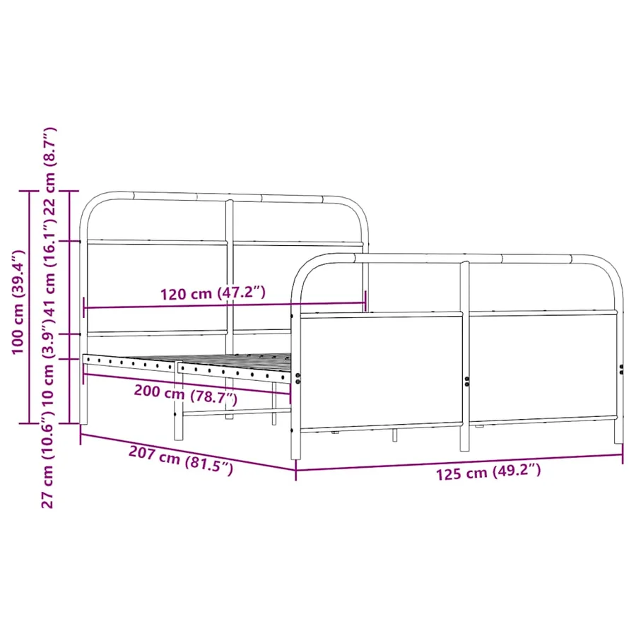 Cadre de lit sans matelas 120x200 cm chêne sonoma - 9