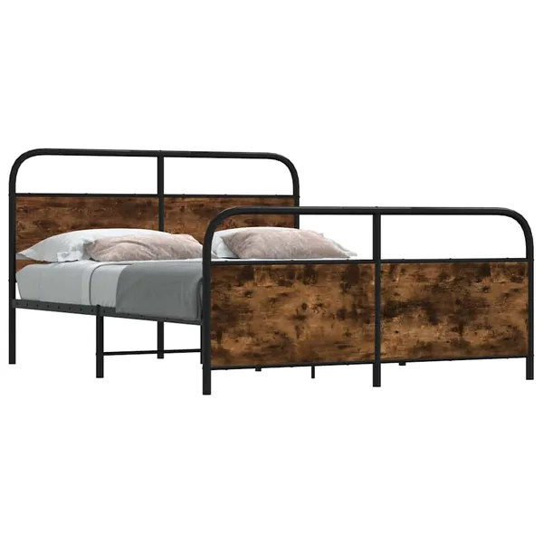 Cadre de lit en métal sans matelas chêne fumé 183x213 cm