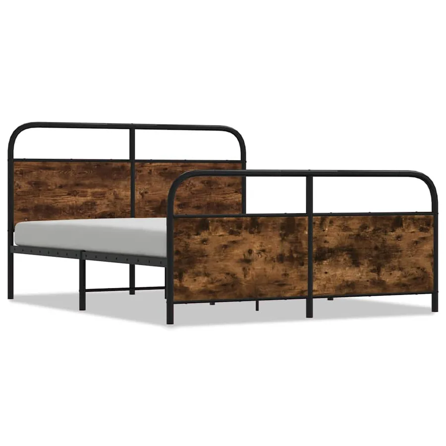 Cadre de lit en métal sans matelas chêne fumé 183x213 cm - 2