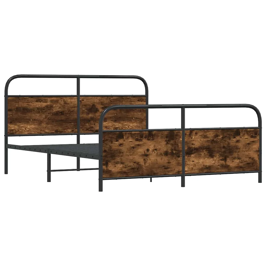 Cadre de lit en métal sans matelas chêne fumé 183x213 cm - 3