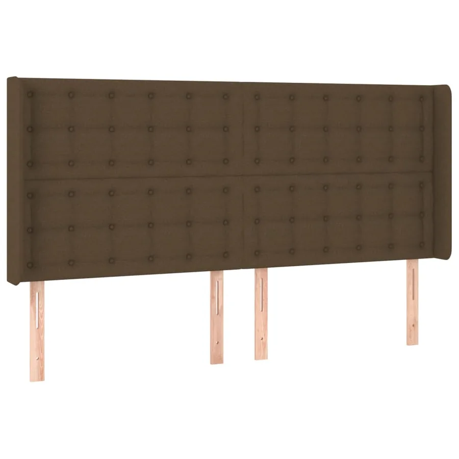 Tête de lit avec oreilles Marron foncé 163x16x118/128 cm Tissu - 2