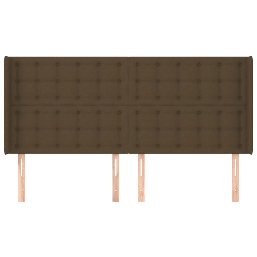 Tête de lit avec oreilles Marron foncé 163x16x118/128 cm Tissu - 3