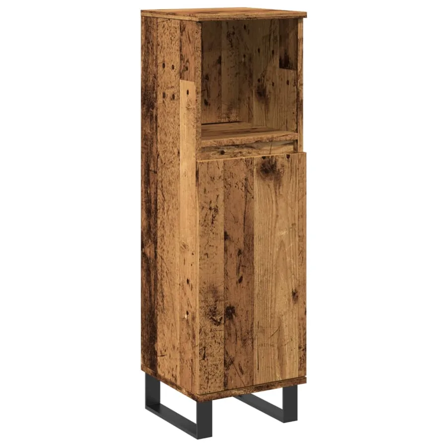 Armoire de salle de bain vieux bois 30x30x100cm bois ingénierie - 2
