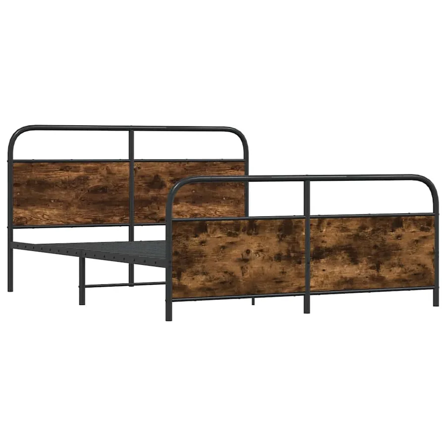 Cadre de lit en métal sans matelas chêne fumé 200x200 cm - 3