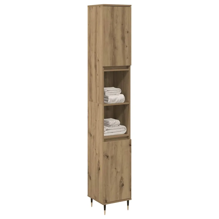 Armoire de salle de bain chêne artisanal 30x30x190 cm - 3