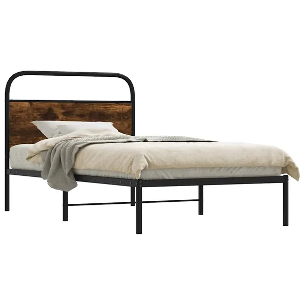 Cadre de lit sans matelas 90x190cm chêne fumé bois d'ingénierie