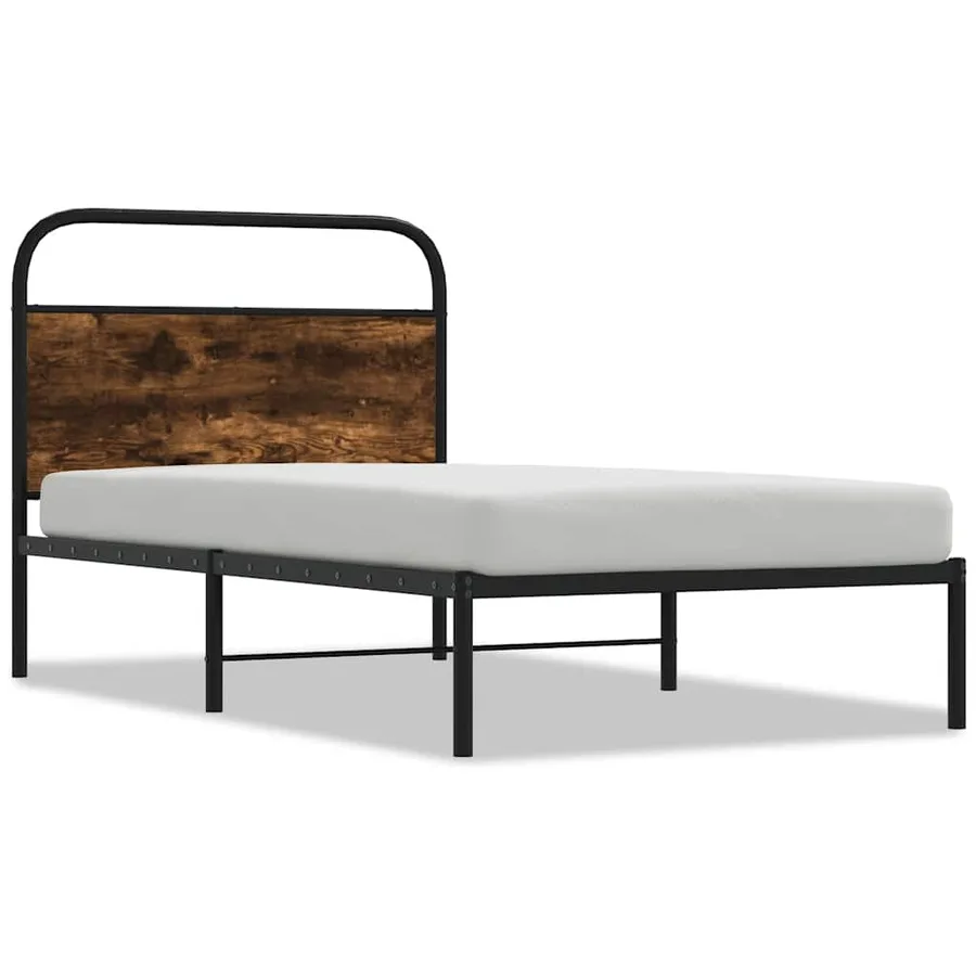 Cadre de lit sans matelas 90x190cm chêne fumé bois d'ingénierie - 2