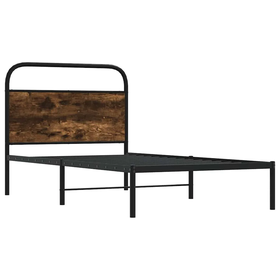 Cadre de lit sans matelas 90x190cm chêne fumé bois d'ingénierie - 3