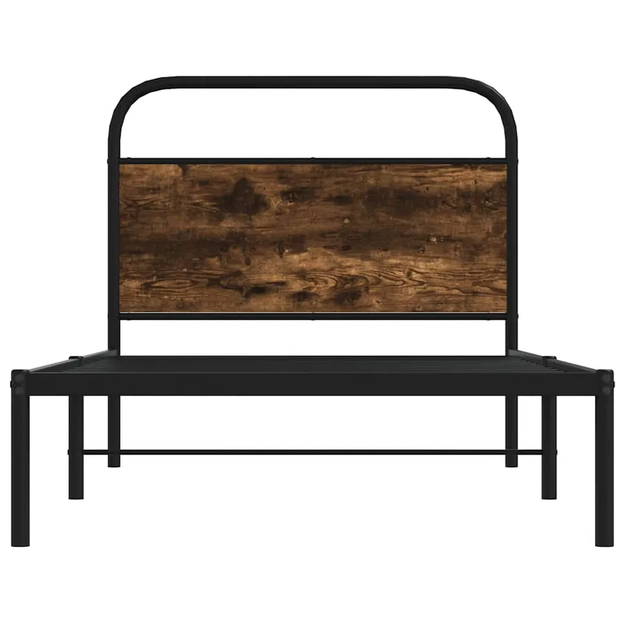 Cadre de lit sans matelas 90x190cm chêne fumé bois d'ingénierie - 5