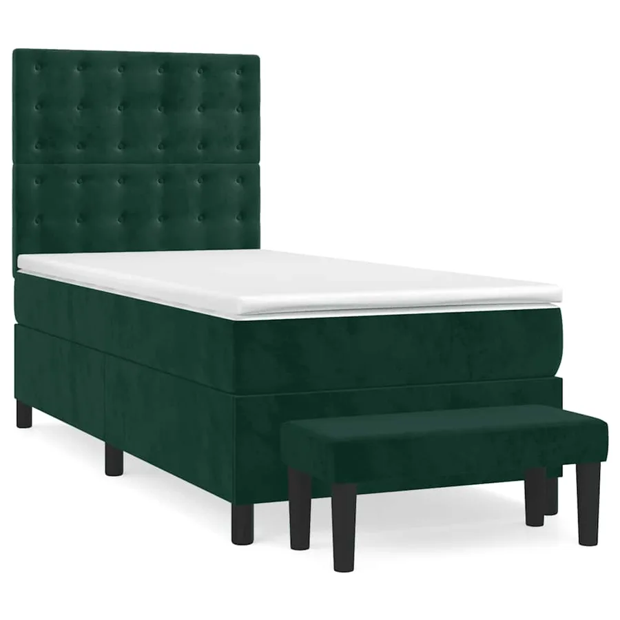Sommier à lattes de lit avec matelas Vert foncé 90x190 cm - 2