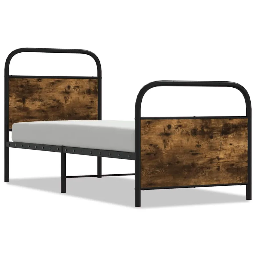 Cadre de lit sans matelas chêne fumé 75x190cm bois d'ingénierie - 2