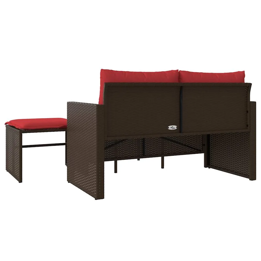 Ensemble de canapé de jardin 3 pcs avec coussins marron résine tressée - 7
