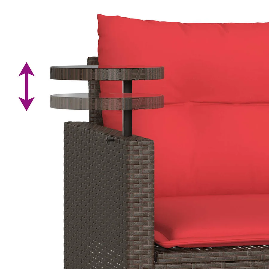 Ensemble de canapé de jardin 3 pcs avec coussins marron résine tressée - 8