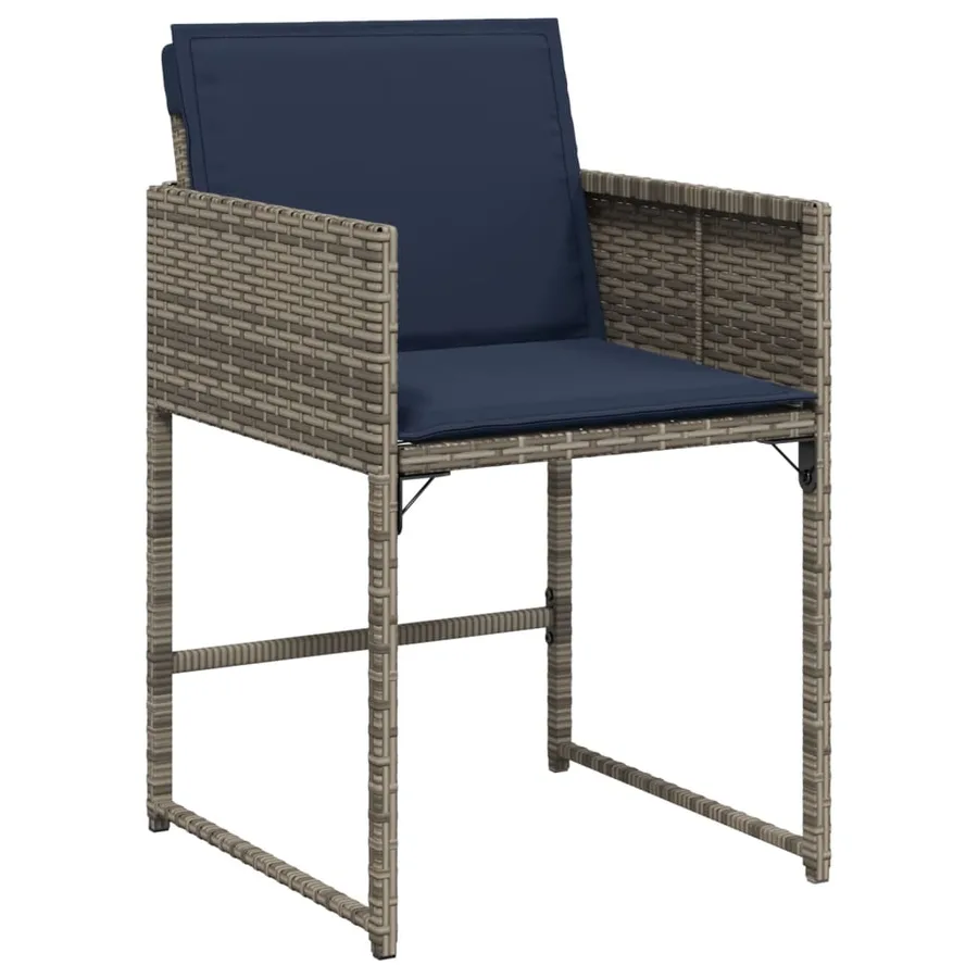 Chaises de jardin avec coussins lot de 4 gris résine tressée - 3