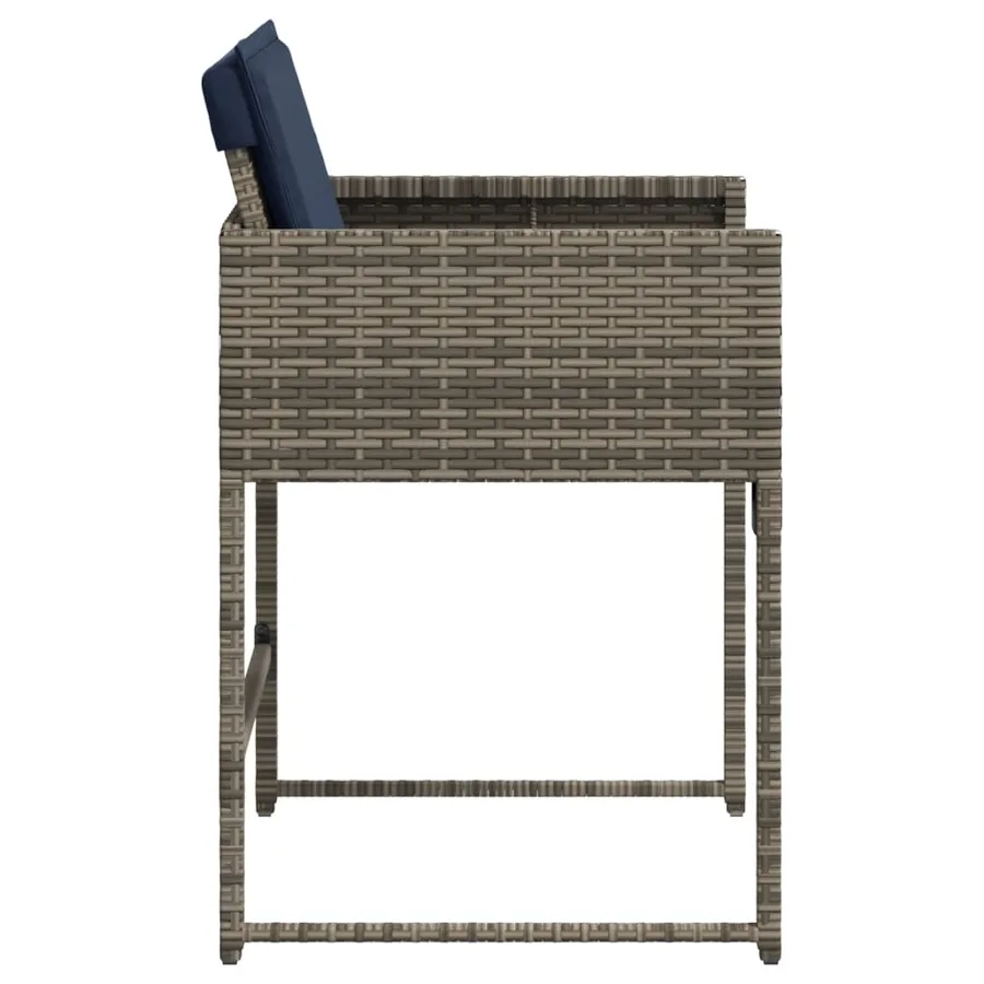Chaises de jardin avec coussins lot de 4 gris résine tressée - 6
