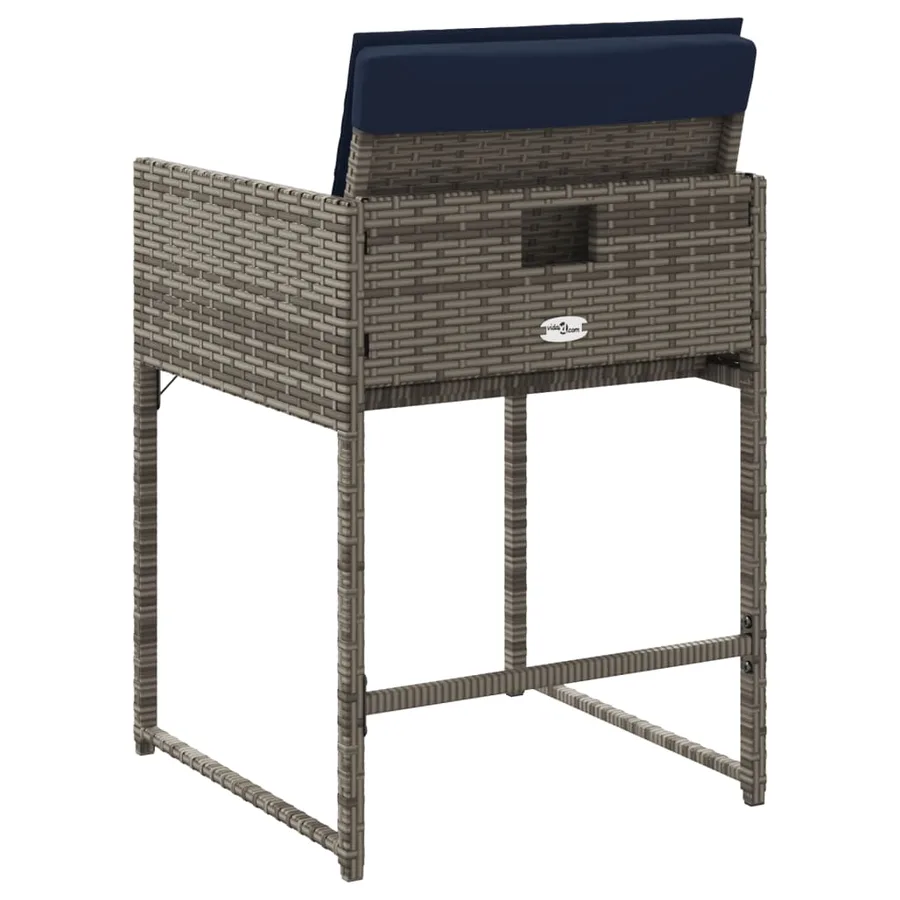 Chaises de jardin avec coussins lot de 4 gris résine tressée - 7