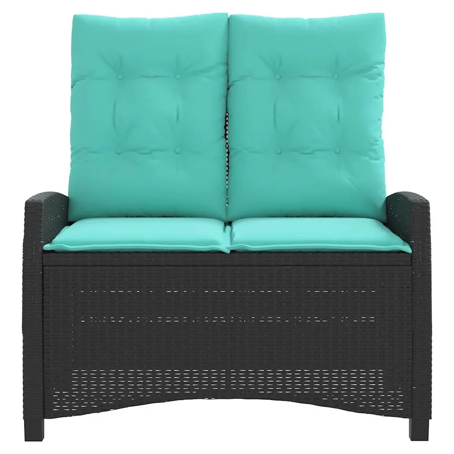 Banc inclinable de jardin avec coussins noir résine tressée - 3