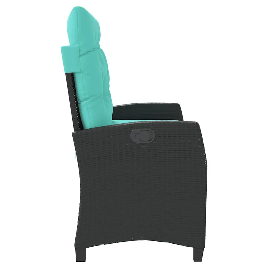 Banc inclinable de jardin avec coussins noir résine tressée - 4