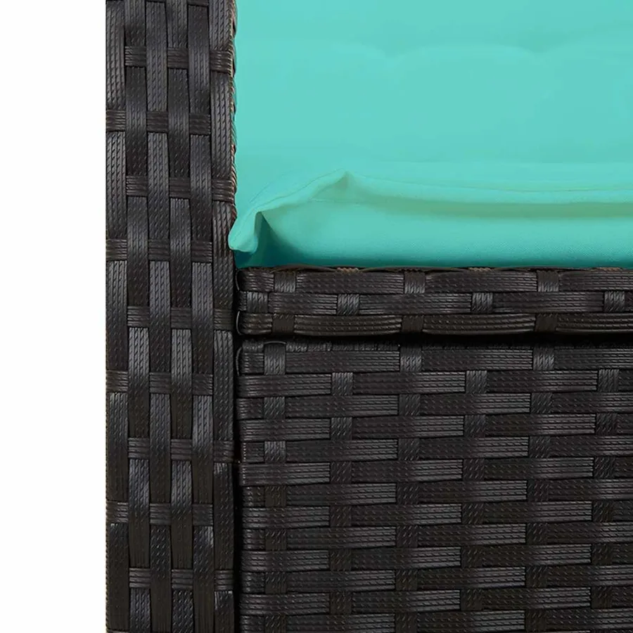 Banc inclinable de jardin avec coussins noir résine tressée - 7