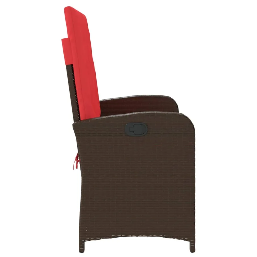 Banc inclinable de jardin avec coussins marron résine tressée - 4