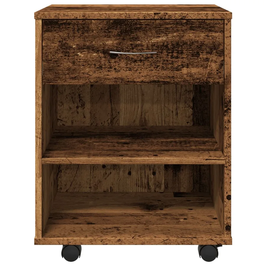 Armoire à roulettes vieux bois 46x36x59 cm bois d'ingénierie - 5